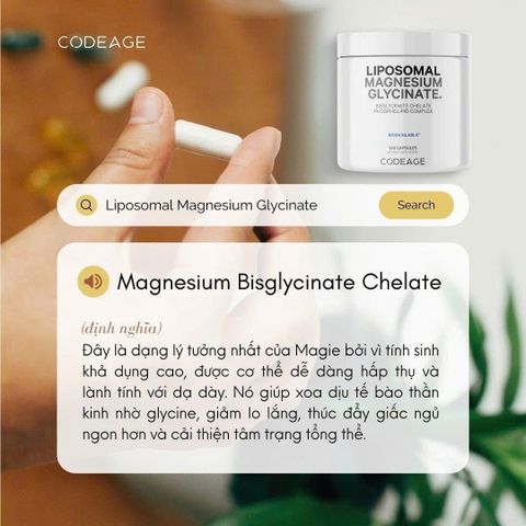 Viên Bổ Sung Magie Codeage Liposomal Magnesium Glycinate 240 Viên - Hỗ Trợ Cơ Bắp, Thần Kinh, Hệ Miễn Dịch, Thuần Chay USA