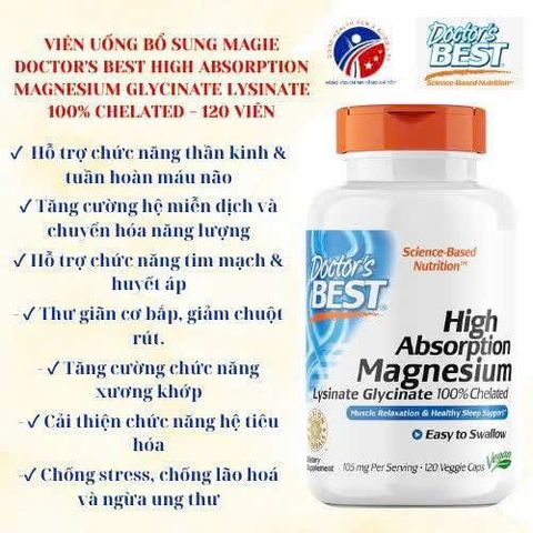 Viên uống bổ sung Magie Doctor's Best High Absorption Magnesium 240 viên - Giải pháp tăng cường sức khỏe hiệu quả từ Mỹ