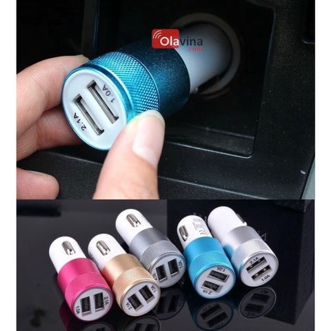 Tẩu Sạc Pin Ô Tô 2 Cổng USB - Sạc Nhanh Điện Thoại iPhone, Android, Phụ Kiện Xe Hơi Tiện Dụng