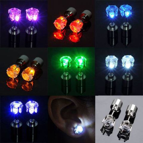 Khuyên Tai Đính Đá LED Phát Sáng Độc Đáo - Bông Tai Thời Trang Phát Sáng Hình Khối Cho Nữ