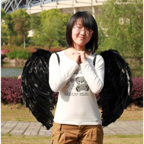 Cánh Thiên Thần Đen Cosplay - Cánh Ác Quỷ Màu Đen và Trắng Hóa Trang Dành Cho Trẻ Em và Người Lớn - Chất Liệu Lông Mịn, Bền Đẹp