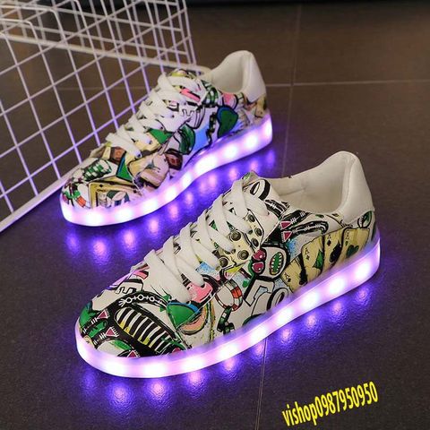 Giày Phát Sáng LED Họa Tiết Graffiti - Đổi Màu 7 Màu, Thời Trang Nam Nữ, Giày Đèn LED Thể Thao Dành Cho Tiệc Tùng, Sự Kiện