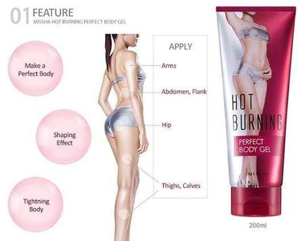 Kem Tan Mỡ MISSHA Hot Burning Perfect Body Gel 200ml - Giảm mỡ bụng hiệu quả, chăm sóc da tự nhiên và săn chắc, sản phẩm chính hãng Hàn Quốc.