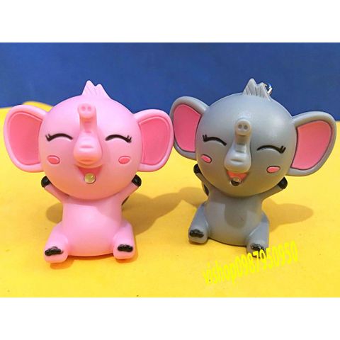 Móc Khóa Đèn Led Phát Sáng Chú Voi Dễ Thương Có Nhạc - Phụ Kiện Thời Trang Độc Đáo 3 Trong 1