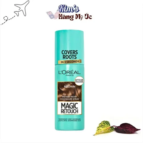 Xịt Phủ Bạc Tạm Thời L'Oréal Paris Magic Retouch Màu Nâu Đậm - Che Tóc Bạc Nhanh Chóng, Dễ Dàng Gội Sạch