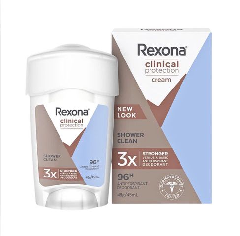 Lăn Khử Mùi Rexona Clinical Protection Shower Clean 50ml - Ngăn Mùi & Mồ Hôi Hiệu Quả Cho Nữ, Hương Tươi Mát, Bảo Vệ 96 Giờ
