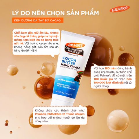 Kem Dưỡng Da Tay Palmer's Cocoa Butter Formula Vitamin E - Dưỡng Ẩm Sâu, Chống Oxy Hóa, Phục Hồi Da Khô Nứt Nẻ 48 Giờ