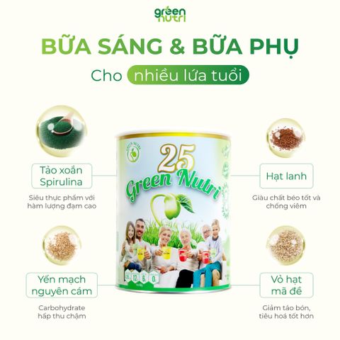 Sữa Hạt Ngũ Cốc 25 Green Nutri 750g - Thức Uống Thuần Chay Tốt Cho Sức Khỏe, Ít Đường Và Màu Nhân Tạo, Nhập Khẩu Singapore