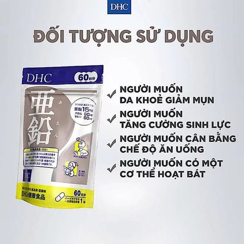 Viên uống bổ sung kẽm DHC Zinc Nhật Bản chính hãng - 60 viên hỗ trợ miễn dịch và sức khỏe làn da, dễ nuốt, chất lượng cao
