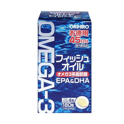 Dầu Cá Omega 3 Orihiro Nhật Bản 180 Viên - Hỗ Trợ Tim Mạch, Tăng Cường Trí Não và Bảo Vệ Thị Lực