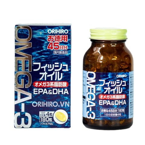 Dầu Cá Omega 3 Orihiro Nhật Bản 180 Viên - Hỗ Trợ Tim Mạch, Tăng Cường Trí Não và Bảo Vệ Thị Lực