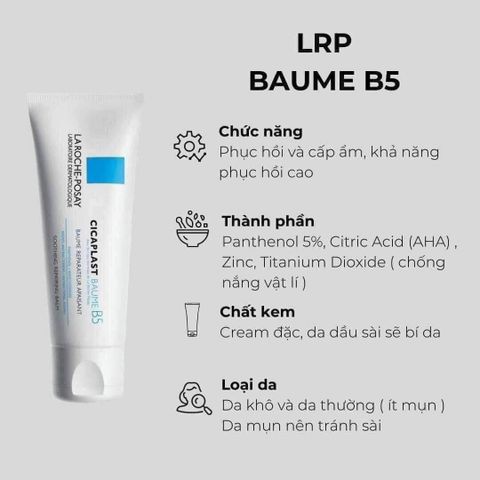 Kem Dưỡng B5 La roche Posay Làm Dịu mát ,Giảm Thâm ,phục hồi da La Roche-Posay Cicaplast Baume B5 40ml