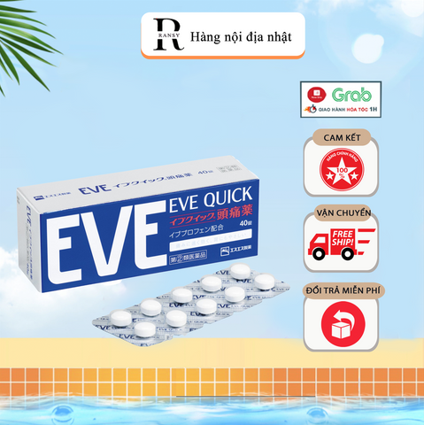 Viên Uống Giảm Đau EVE Quick DX 60 Viên - Hiệu Quả Nhanh Cho Đau Đầu, Đau Răng, Đau Bụng Kinh, Hạ Sốt, Sản Phẩm Nhật Bản