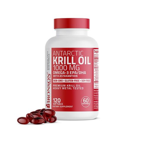 Dầu nhuyễn thể Bronson Antarctic Krill Oil Omega-3 EPA/DHA 1000 mg - Bổ sung tự nhiên hỗ trợ sức khỏe tim mạch và trí nhớ