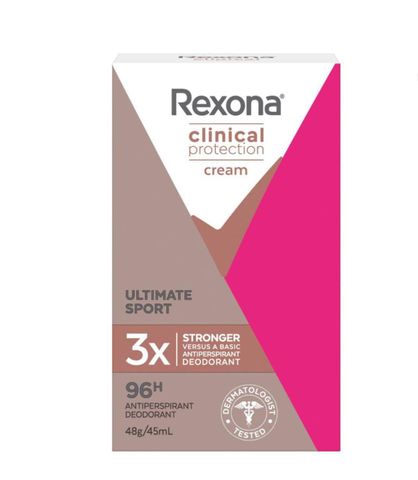 Lăn Khử Mùi Rexona Women Clinical Protection Ultimate Sport 48g - Dạng Kem Năng Động, Hỗ Trợ Kiểm Soát Mồ Hôi Cho Nữ