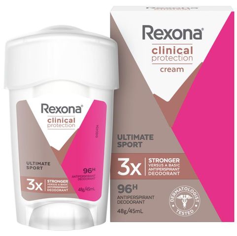 Lăn Khử Mùi Rexona Women Clinical Protection Ultimate Sport 48g - Dạng Kem Năng Động, Hỗ Trợ Kiểm Soát Mồ Hôi Cho Nữ