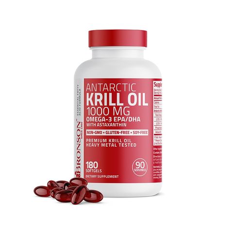 Dầu Nhuyễn Thể Bronson Antarctic Krill Oil Omega-3 EPA/DHA 1000mg - Thực Phẩm Chức Năng Tăng Cường Sức Khỏe Tim Mạch và Não Bộ