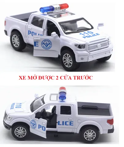 Xe Mô Hình Ô Tô Cảnh Sát Mini Kim Loại Có Đèn & Âm Thanh - Đồ Chơi Trẻ Em Chất Lượng Cao, Kích Thước 12.2cm x 5.5cm x 5.5cm