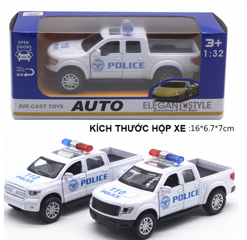 Xe Mô Hình Ô Tô Cảnh Sát Mini Kim Loại Có Đèn & Âm Thanh - Đồ Chơi Trẻ Em Chất Lượng Cao, Kích Thước 12.2cm x 5.5cm x 5.5cm