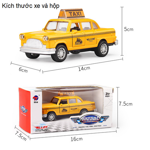 Mô Hình Xe Ô Tô Taxi Mini Tỉ Lệ 1:36 Bằng Sắt Mở Được Cửa Có Đèn Âm Thanh - Đồ Chơi Trẻ Em Chất Lượng Cao