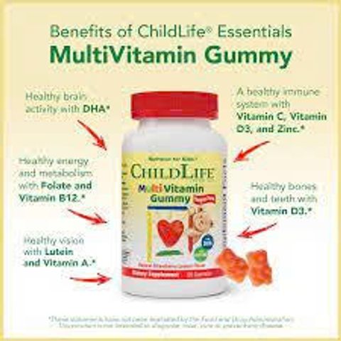 Kẹo Dẻo ChildLife Multi Vitamin Gummy 90 Viên - Bổ Sung Vitamin Thiết Yếu Cho Trẻ Em, Tăng Cường Sức Đề Kháng, Ngon Miệng Mỹ