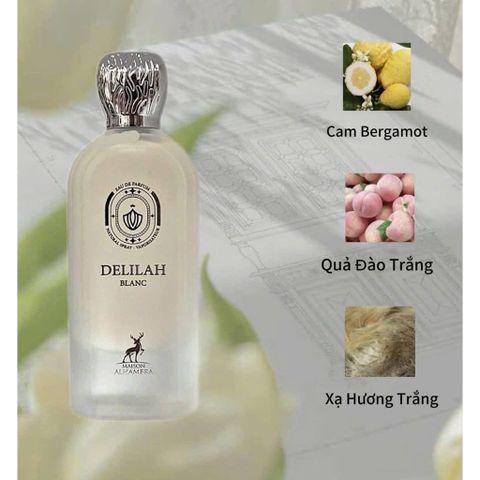 Nước Hoa Nữ Maison Alhambra Delilah Blanc EDP 100ml - Hương Hoa Cỏ Tinh Tế, Thanh Lịch và Gợi Cảm, Quà Tặng Sang Trọng