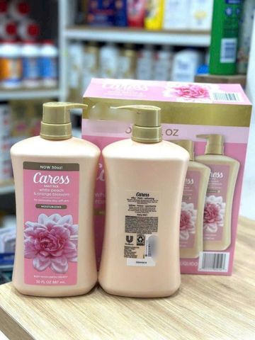 Sữa Tắm Caress Daily Silk 887ml - Peach & Blossom Hương Thơm Lâu, Dưỡng Ẩm, Mềm Mịn Da