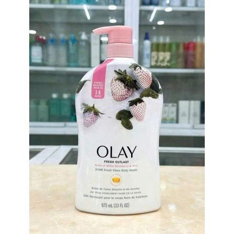 Sữa Tắm Olay White Strawberry & Mint 975ml - Thoải Mái, Tươi Mát, Dưỡng Da Mềm Mại, Sản Phẩm Làm Dịu Da 