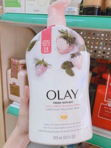 Sữa Tắm Olay White Strawberry & Mint 975ml - Thoải Mái, Tươi Mát, Dưỡng Da Mềm Mại, Sản Phẩm Làm Dịu Da 