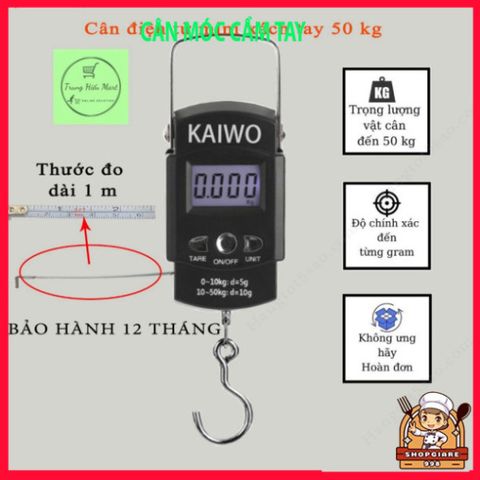 Cân Điện Tử Mini Xách Tay 50kg - Cân Treo Hành Lý Có Móc Và Thước Đo Độ Chính Xác, Tiện Lợi Cho Du Lịch Và Mua Sắm