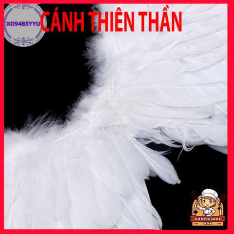 Đôi Cánh Lông Vũ Trẻ Em - Phụ Kiện Tiệc Tùng Hóa Trang Cho Bé, Cánh Thiên Thần Trắng Kèm Dây Đeo Co Dãn