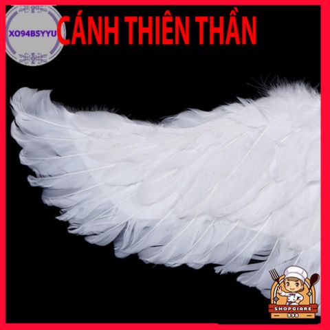 Đôi Cánh Lông Vũ Trẻ Em - Phụ Kiện Tiệc Tùng Hóa Trang Cho Bé, Cánh Thiên Thần Trắng Kèm Dây Đeo Co Dãn