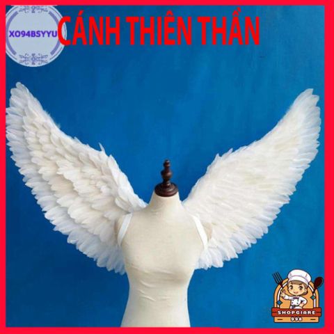 Đôi Cánh Lông Vũ Trẻ Em - Phụ Kiện Tiệc Tùng Hóa Trang Cho Bé, Cánh Thiên Thần Trắng Kèm Dây Đeo Co Dãn