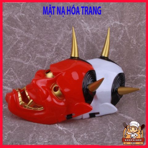 Mặt Nạ Ma Quái Nhật Bản Prajna - Halloween Joker Anime Cosplay Đen Đỏ Trắng, Đạo Cụ Tiệc Chất Lượng Cao