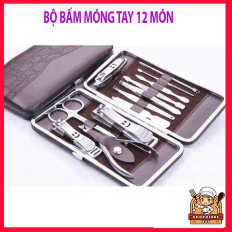 Bộ Kềm Bấm Móng Tay 12 Món Đủ Tiện Ích - Dụng Cụ Chăm Sóc Móng Tay Gọn Nhẹ, Chất Liệu Thép Không Gỉ, Hộp Đựng Sang Trọng