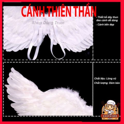 Cánh Thiên Thần Lông Vũ Trắng - Bộ Phụ Kiện Nhập Vai Thiên Thần Cho Biểu Diễn và Chụp Ảnh - Chất Lượng Cao, Nhiều Kích Cỡ