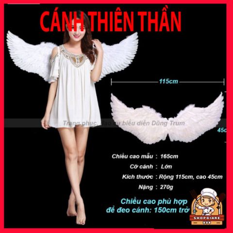 Cánh Thiên Thần Lông Vũ Trắng - Bộ Phụ Kiện Nhập Vai Thiên Thần Cho Biểu Diễn và Chụp Ảnh - Chất Lượng Cao, Nhiều Kích Cỡ