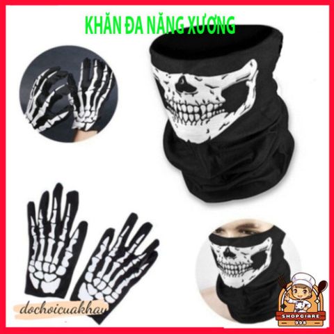 Khẩu Trang Xương Ma Đầu Lâu - Khăn Đa Năng 50cm Vải Lanh Thoáng Mát, Chống Bụi Cho Phượt, Du Lịch, Ngoài Trời