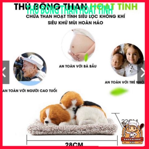 Gấu Bông Chó Mèo Than Hoạt Tính - Khử Mùi và Trang Trí Xe Hơi, Kích Thước 28x20cm hoặc 14x17cm, 99% Giống Thật
