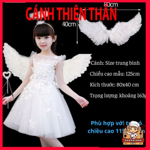 Cánh Thiên Thần cho Bé Gái - Bộ Hóa Trang Công Chúa và Hero Halloween, Lễ Tết Trung Thu - Phụ Kiện Đáng Yêu với Lông Vũ Thật