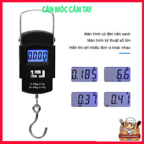 Cân Điện Tử Mini Xách Tay 50kg - Cân Hành Lý LCD HD Sáng, Tặng Kèm Pin - Cân Treo Chắc Chắn và Tiện Dụng
