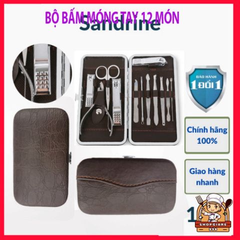 Bộ dụng cụ cắt bấm dũa móng tay chân 12 món thép không gỉ Sandrine BMT2 - Chăm sóc cá nhân cao cấp, tiện lợi cho gia đình