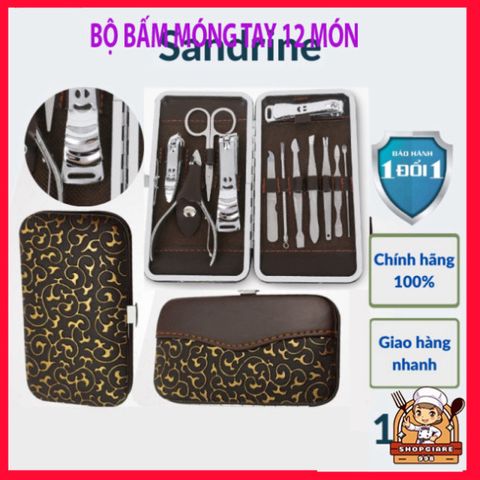 Bộ dụng cụ cắt bấm dũa móng tay chân 12 món thép không gỉ Sandrine BMT2 - Chăm sóc cá nhân cao cấp, tiện lợi cho gia đình