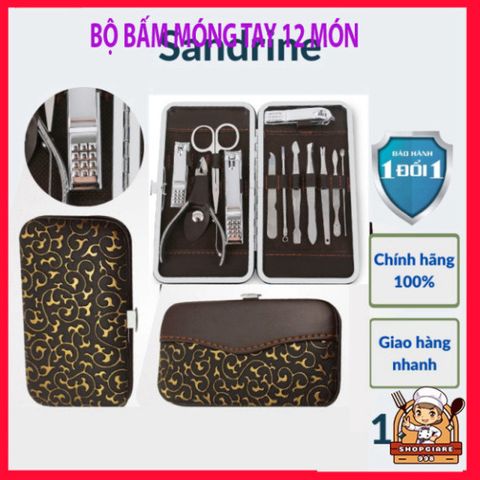 Bộ dụng cụ cắt bấm dũa móng tay chân 12 món thép không gỉ Sandrine BMT2 - Chăm sóc cá nhân cao cấp, tiện lợi cho gia đình