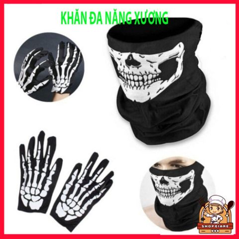 Khẩu Trang Xương Ma Đầu Lâu - Khăn Đa Chức Năng 50cm Vải Lanh Thoáng Mát Cho Phượt, Dã Ngoại, Chống Nắng
