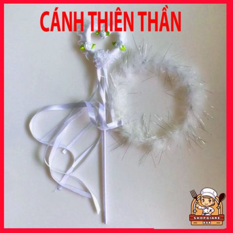Bộ Cánh Thiên Thần Lông Vũ Trắng - Phụ Kiện Biểu Diễn Cosplay, Gậy và Băng Đô Cho Buổi Lễ Hội hoặc Chụp Ảnh