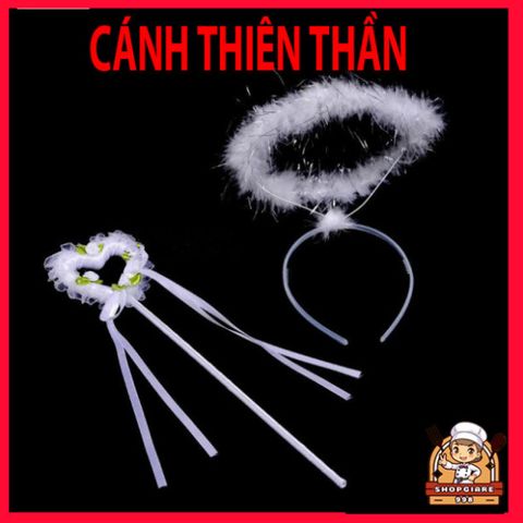 Bộ Cánh Thiên Thần Lông Vũ Trắng - Phụ Kiện Biểu Diễn Cosplay, Gậy và Băng Đô Cho Buổi Lễ Hội hoặc Chụp Ảnh