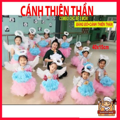 Bộ cánh lông vũ đen trắng Qurange cho người lớn và trẻ em - Món quà sinh nhật cosplay độc đáo, phụ kiện thời trang ấn tượng