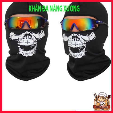 Mặt Nạ Balaclava Hình Đầu Lâu Đen - Cosplay Halloween Độc Đáo, Khăn Đa Năng Bảo Vệ Mặt và Cổ khi Thể Thao ngoài Trời