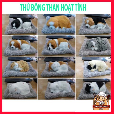 Thú bông trang trí ô tô chó mèo gấu 99% giống thật - Lõi than hoạt tính khử mùi, tạo không khí trong lành cho xe hơi